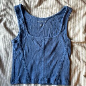 Blue Ribbed American Eagle Tank Top
